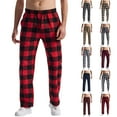 thumbnail image 1 of Horkkom Mens Pajama Pants Elastic Waist Drawstring Plaid Pants Sleep Lounge Pants with Pocket, 1 of 6