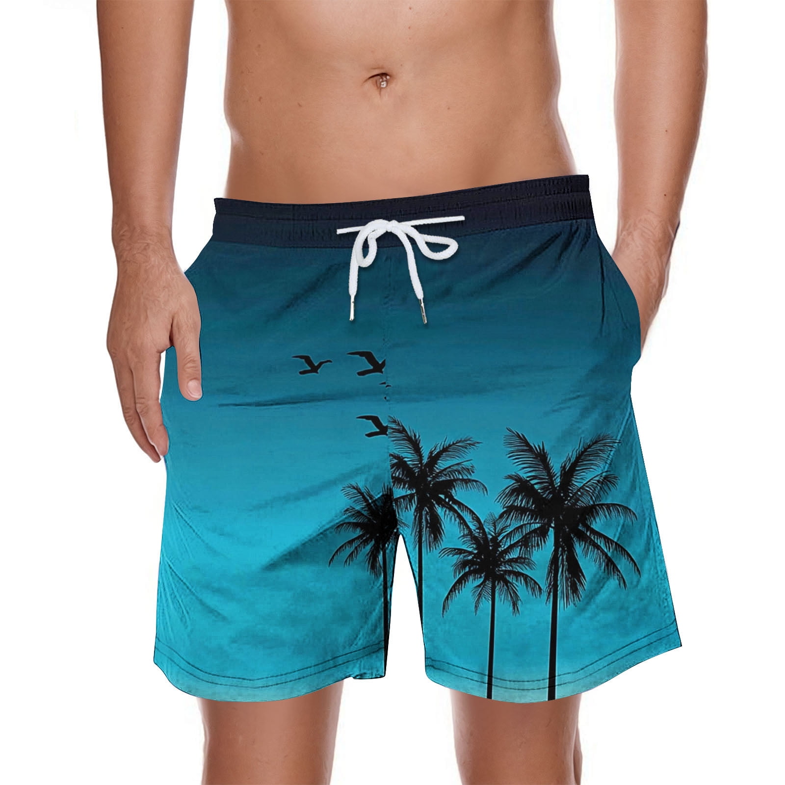Summer Savings! Horkkom Mens Swim Trunks Hawaiian Bathing Beach Shorts ...