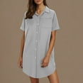thumbnail image 1 of Summer Savings! Horkkom Shirt Dresses for Women Beach Cover Up Button Down Dress Summer Mini Short Sleeve Sundresses with Pocket Gray 2XL, 1 of 8