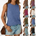thumbnail image 1 of Horkkom Sweater Tank Tops for Women Summer Solid Color Sleeveless Sweater Tops Slim Pullover Thin Soft Casual Tops Blue L, 1 of 8