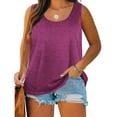 thumbnail image 1 of Horkkom Tank Top for Women Plus Size Solid Color V Neck Sleeveless Tops Summer Casual Loose Tank Tops Pink 4XL, 1 of 8