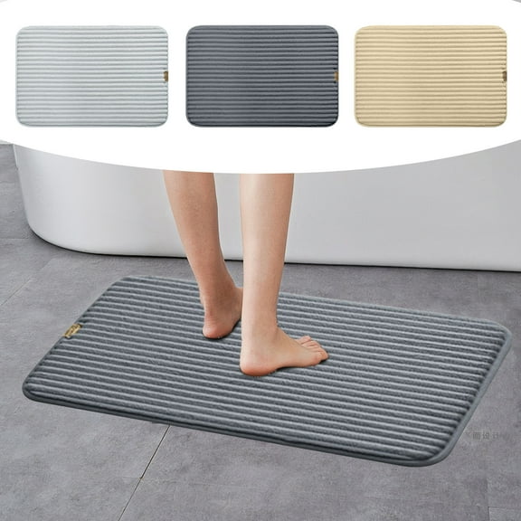 Summer Savings! InsCrazy Bathroom Rugs Bath Mat Super Absorbent Quick Dry Rubber Backing Non-Slip Washable Bathroom Floor Mats Shower Rug for in Front of Bathtub ShowerRoom 17" x 24"