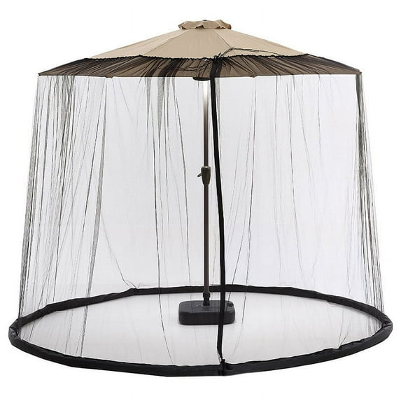 Summer Savings! InsCrazy Black Patio Umbrella Mosquito Netting, with Double Zipper Door, Polyester Mesh Screen for Almost Outdoor Market Table Umbrellas & Cantilever 150" x 94"