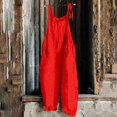thumbnail image 1 of Jumpsuits for Women Cotton Linen Rompers Solid Color Romper Casual Loose Overalls Jumpsuit Summer Romper with Pockets, 1 of 5