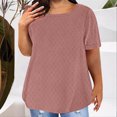 thumbnail image 1 of LADIGASU Women Plus Size Solid Color Round Neck Short Sleeve Blouses, 1 of 5