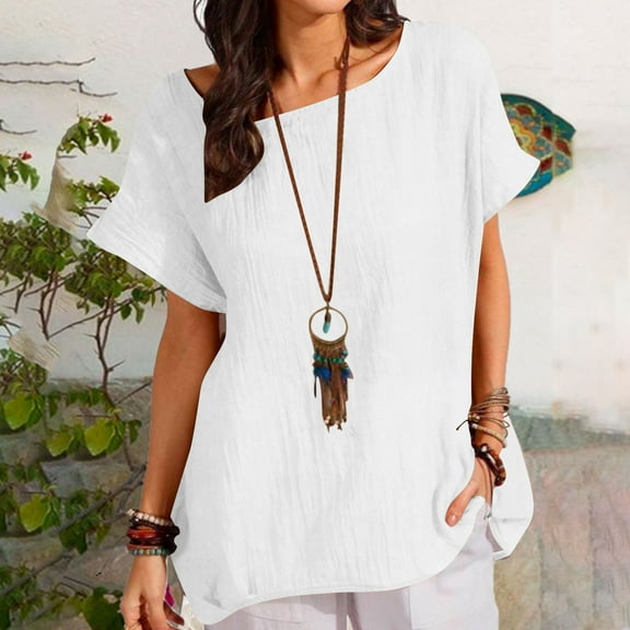 LADIGASU Women Sexy Short Sleeve Sequins Loose Polluer Solid Round-Neck Blouse Shirt