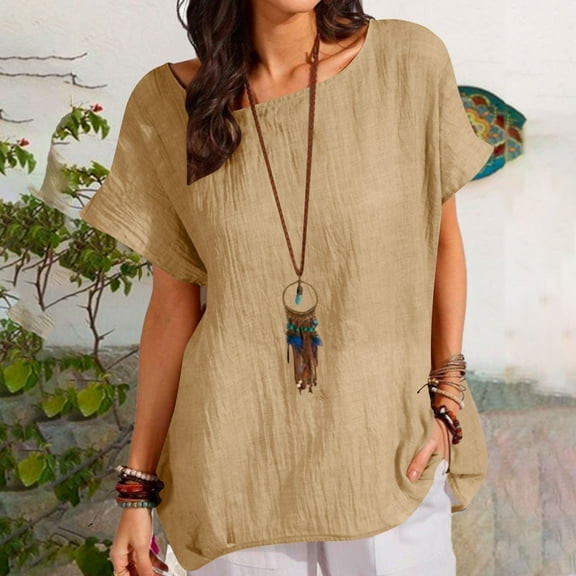 LADIGASU Women Sexy Short Sleeve Sequins Loose Polluer Solid Round-Neck Blouse Shirt