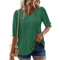 thumbnail image 1 of LADIGASU Women Sexy Short Sleeve Sequins Loose Polluer Solid V-Neck Blouse Shirt, 1 of 8