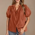 thumbnail image 1 of LADIGASU Women's Summer Button Lace Shirt Lantern Sleeve V-neck Casual Top, 1 of 4