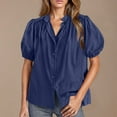 thumbnail image 1 of Summer Savings LADIGASU Women's Summer Button Lace Shirt Lantern Sleeve V-neck Fashion Casual Top, 1 of 4