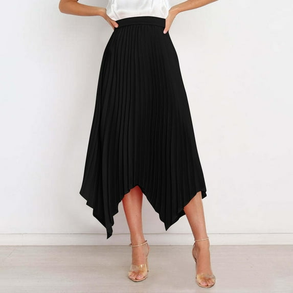 LADIGASU Women's Summer Sexy Solid Color Irregular Elastic Waist Skirt