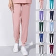 thumbnail image 1 of Ladies Scrubs On ,Ladies Scrubs On ,Uniform Scrubs Women Joggers,Women's Solid Color Four Seasons Loose Bunched Feet Work Pants Nurse Dress Pants, 1 of 4