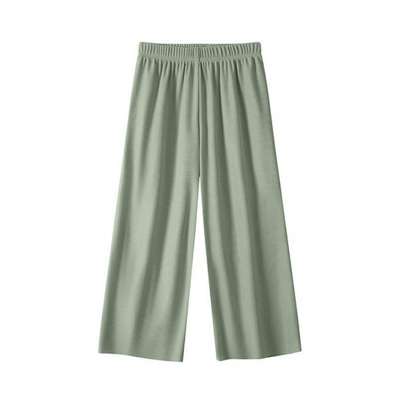 Loopsun Boys Girls Casual Pants, Child's Summer Solid Boys And Girls Elastic Long Pants Mint Green 7-8 Years