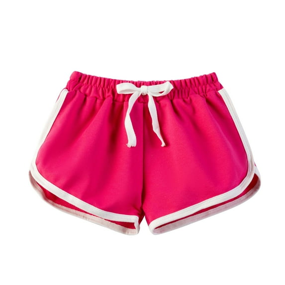 Loopsun Boys Girls Summer Shorts, Children's Solid Color Girls' Shorts Sports Pants Casual Home Shorts Hot Pink 7-8 Years