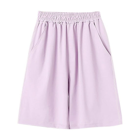 Loopsun Boys Girls Summer Shorts, Solid Children's Sports Shorts Summer Quick Drying Short Pants Purple 8-9 Years