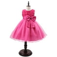 thumbnail image 1 of loopsun Children Dress Girls Sleeveless Princess Dress Bow Tie Lace Flowers Mesh Dress Tufted Dress Hot Pink 6-7 Years, 1 of 5
