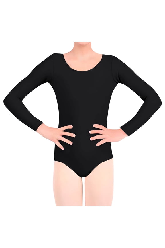 Girls Bodysuits, Child's Fashion Summer Solid Girls Tights Dance Soft Bodysuit Black 11-13 Years