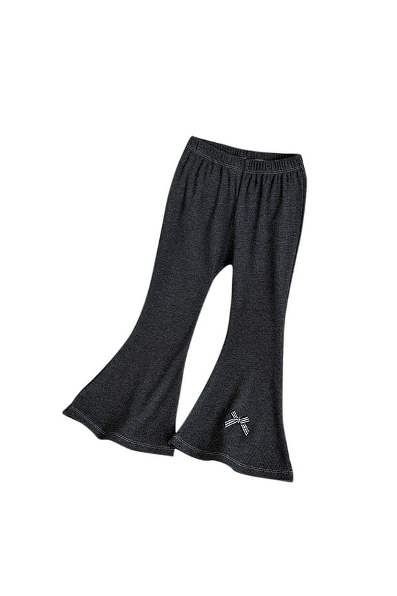 Girls Casual Pants, Children Leggings Flared Elastic Pants For Outer Wear Black 7-8 Years