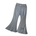 thumbnail image 1 of Loopsun Girls Casual Pants, Children Leggings Flared Elastic Pants For Outer Wear Gray 6-7 Years, 1 of 3
