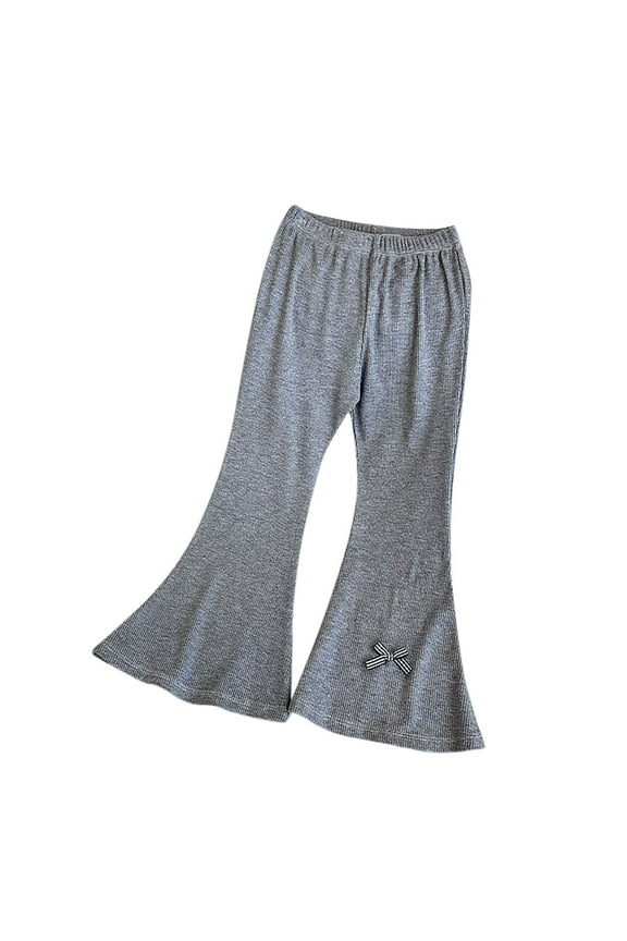 Girls Casual Pants, Children Leggings Flared Elastic Pants For Outer Wear Gray 7-8 Years