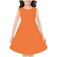thumbnail image 1 of Loopsun Girls Summer Dresses, Fashion Girls Summer Sleeveless Round Neck Solid Dress Orange 7-8 Years, 1 of 3