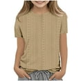 thumbnail image 1 of Loopsun Girls Summer Tops, Children's Fashion Solid Short Sleeve Round Neck Tops Khaki 11-12 Years, 1 of 4