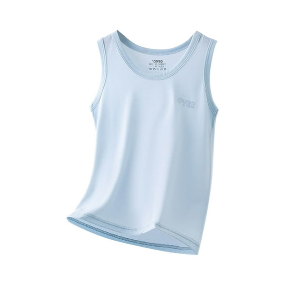 Loopsun Girls Tank Tops, Fashion Boys and Girls Summer Comfortable and Soft Solid Sleeveless Camisole Tops Light Blue 8-9 Years