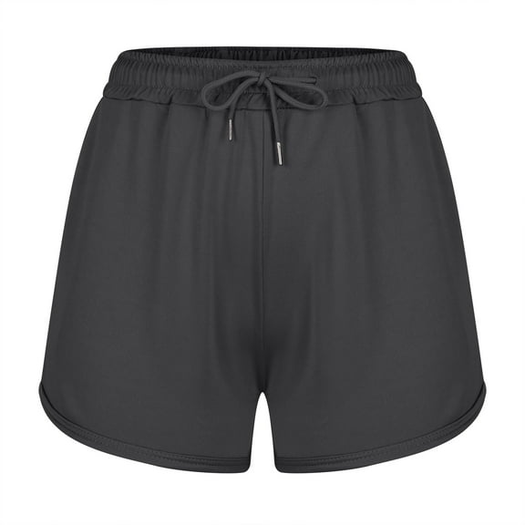 Loopsun Plus Size Womens Shorts, Summer Shorts for Women, Women's High Waist Drawstring Sports Loose Casual Wide Leg Shorts Black L