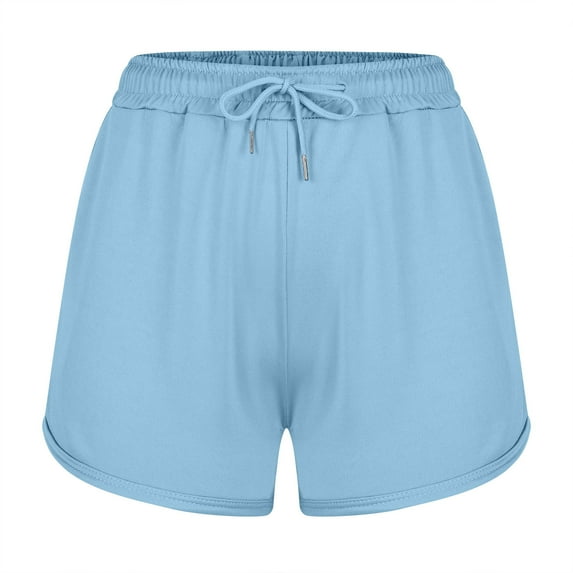 Loopsun Plus Size Womens Shorts, Summer Shorts for Women, Women's High Waist Drawstring Sports Loose Casual Wide Leg Shorts Blue M