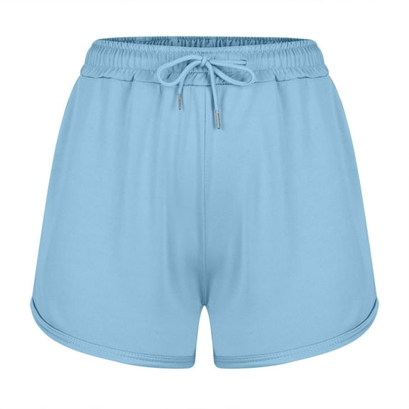 Loopsun Plus Size Womens Shorts, Summer Shorts for Women, Women's High Waist Drawstring Sports Loose Casual Wide Leg Shorts Blue XXXL