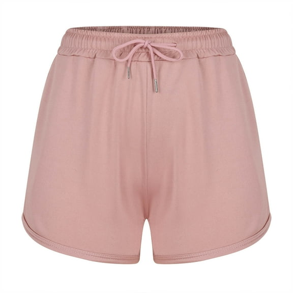 Loopsun Plus Size Womens Shorts, Summer Shorts for Women, Women's High Waist Drawstring Sports Loose Casual Wide Leg Shorts Pink XL