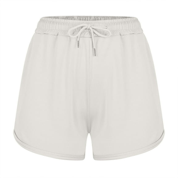 Loopsun Plus Size Womens Shorts, Summer Shorts for Women, Women's High Waist Drawstring Sports Loose Casual Wide Leg Shorts White L