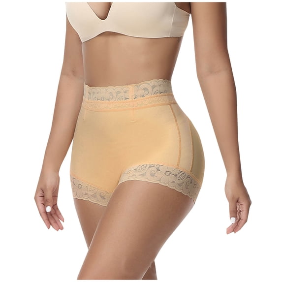 Loopsun Plus Size Womens Shorts, Summer Shorts for Women, Women's Solid Lace High Waist Leggings Briefs Shorts Beige XXXL