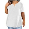 thumbnail image 1 of Summer Savings! Loopsun Plus Size Womens Summer Tops Women's V-neck Solid Color Oversized T-shirt Top White S, 1 of 4