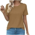 thumbnail image 1 of Loopsun Plus Size Womens Tops, T Shirts for Women, Women's Round Neck Fashionable Casual Short Sleeve Summer Top Brown L, 1 of 4