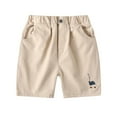 thumbnail image 1 of Loopsun Toddler Boys Summer Shorts, Summer Boys Solid Print Five Quarter Pants Elastic Pants for Wearing Outside Beige 4-5 Years, 1 of 3