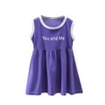 thumbnail image 1 of Summer Savings! Loopsun Toddler Girls Summer Dresses, Fashion Girls Summer Sleeveless Round Neck Printed Dress Purple 3-4 Years, 1 of 5