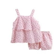 thumbnail image 1 of Loopsun Toddler Girls Summer Sets, Fashion Girls' Casual Sleeveless Tops Round Neck Solid Short Pants Sets Pink 12-18 Months, 1 of 5