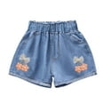 thumbnail image 1 of Loopsun Toddler Girls Summer Shorts, Summer Thin Children's and Girls' Printed Denim Shorts with Pockets for Sports and Casual Wear Blue 3-4 Years, 1 of 3