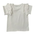 thumbnail image 1 of Loopsun Toddler Girls Summer Tops, Children Solid Loose Girl Ruffle Sleeve Round Neck Blouses Top White 7-8 Years, 1 of 3