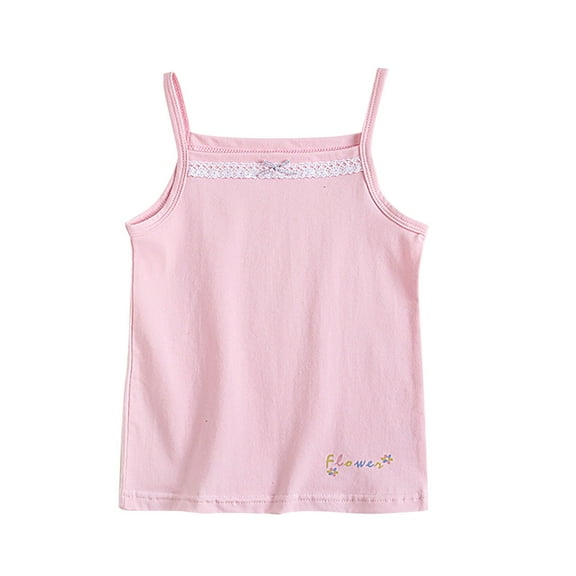 Loopsun Toddler Girls Summer Tops, Girls Children Summer T-shirt Base Top Round-Neck Camisoles Pink 9-10 Years
