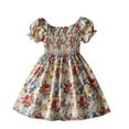 thumbnail image 1 of Loopsun Toddler Summer Dresses, Girls' Summer Short Sleeve Ruffled Round Neck Lace Embroidery Mesh Princess Dress Orange 5-6 Years, 1 of 5