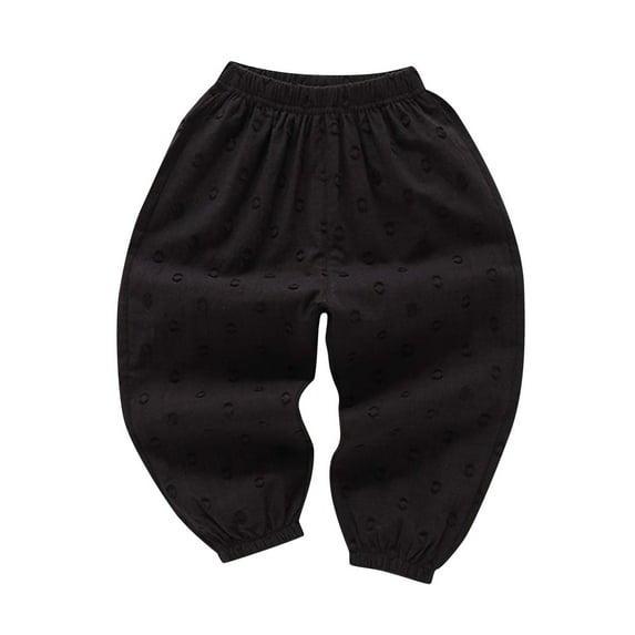 Loopsun Toddler Summer Pants, 2-10 Years Children's Fashion Solid Mid Waist Mosquito Proof Pants Black 4-6 Years