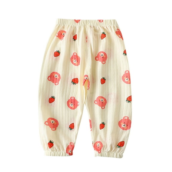 Loopsun Toddler Summer Pants, Child's Summer Printed Boys And Girls Kids Long Mosquito Proof Pants Red 5-6 Years