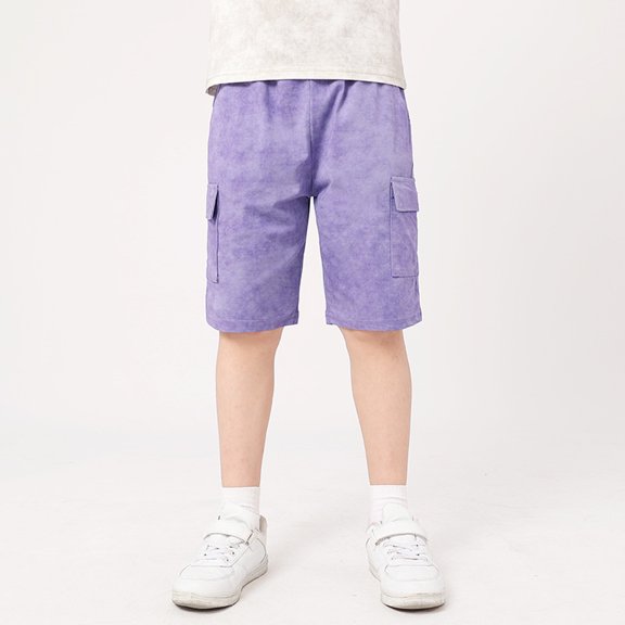 Loopsun Toddler Summer Shorts, Child's Summer Solid Boys And Girls Kids Botton Short Pants Purple 4-6 Years