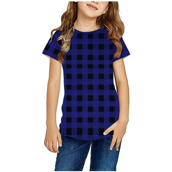 Loopsun Toddler Summer Tops, Boys Girls Shirts Tshirt Short Sleeve Round Neck Printed Top 3-14 Years Blue 5-6 Years