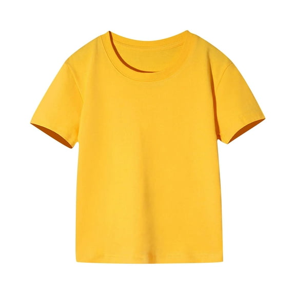 Loopsun Toddler Summer Tops, Toddler Kids Boys Girl Comfortable Solid Short Sleeve Cotton T-shirt Top Yellow 3-4 Years