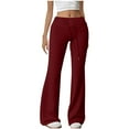 thumbnail image 1 of Summer Savings! Loopsun Womens Pants, Casual Pants for Women, Fashion Women's Casual Solid Casual Elastic Waist Full Length Pants Wine L, 1 of 4