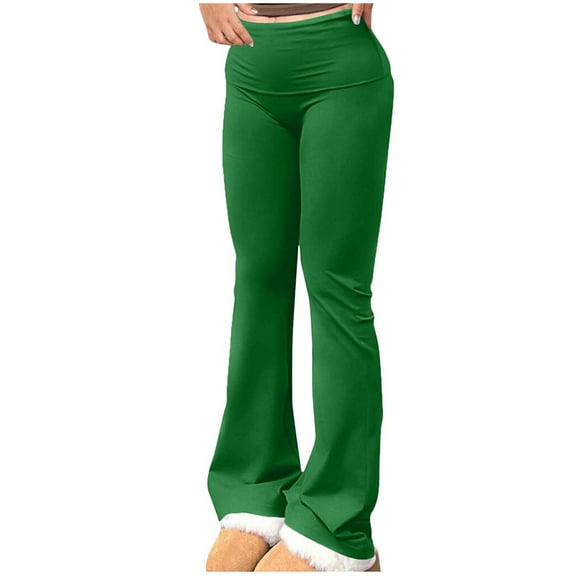 Loopsun Womens Pants, Casual Pants for Women, Women Solid Elastic Waist Sports Casual Long Pants Green S