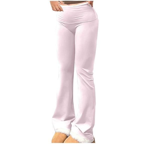 Loopsun Womens Pants, Casual Pants for Women, Women Solid Elastic Waist Sports Casual Long Pants Pink M